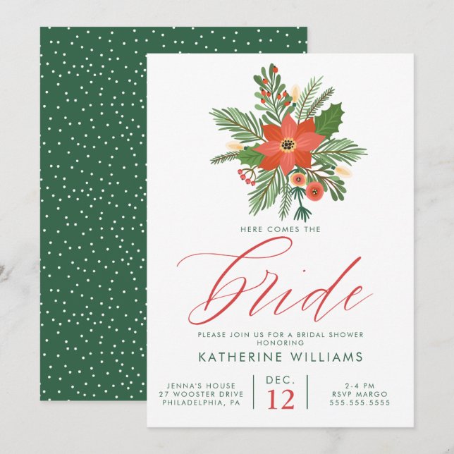BRIDAL SHOWER | Winter Christmas Bouquet Invitation (Front/Back)