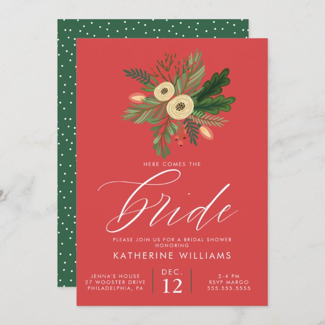 BRIDAL SHOWER | Winter Christmas Bouquet Invitation (Front/Back)
