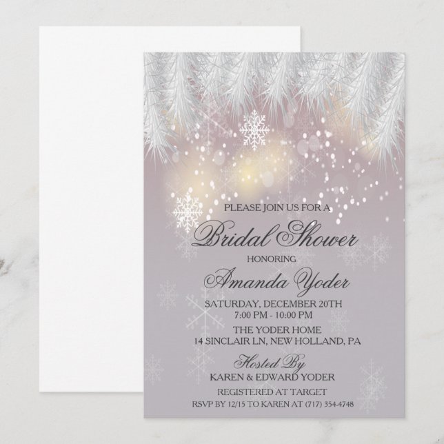 Bridal Shower Winter Snowflake Invitation (Front/Back)