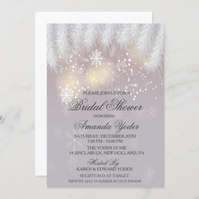 Bridal Shower Winter Snowflake Invitation (Front/Back)