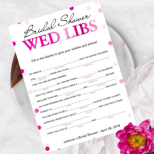 Bridal Shower Wishes and Advice Magenta Game Invitation