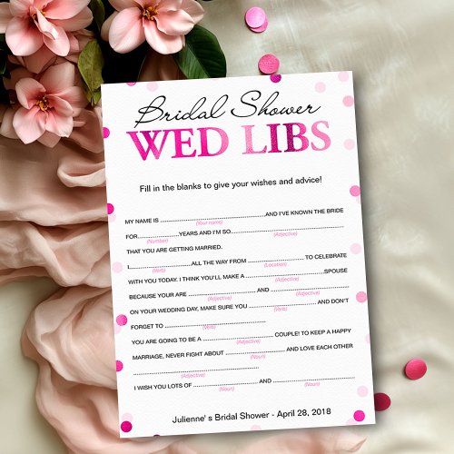 Bridal Shower Wishes and Advice Magenta Game