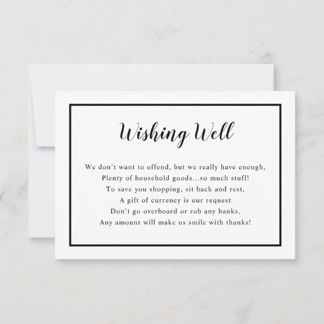 Bridal Shower Wishing well card | custom color (Front)