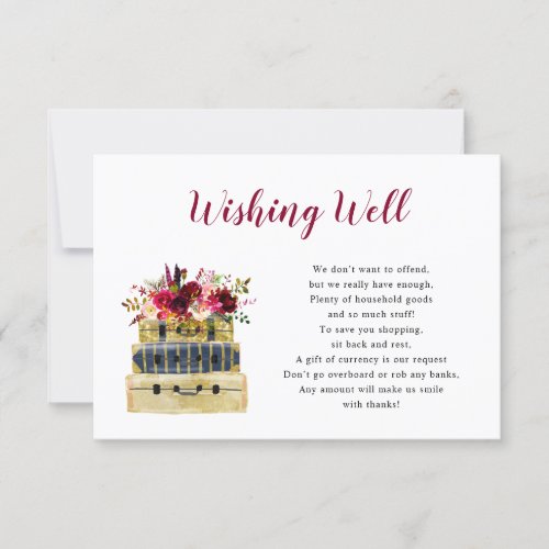 Bridal Shower Wishing well card travel theme Invitation