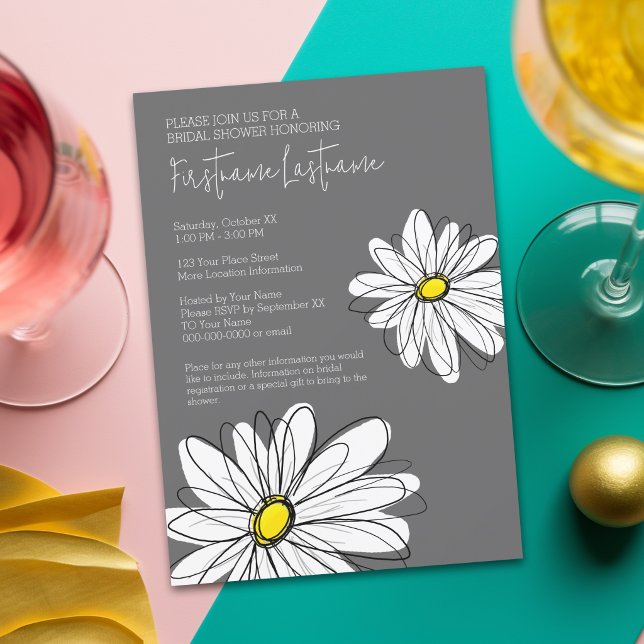 Bridal Shower with Modern Daisy Flowers Invitation