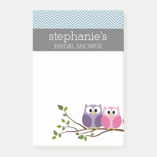 Bridal Shower with Owl Couple on Branch Post_it Notes