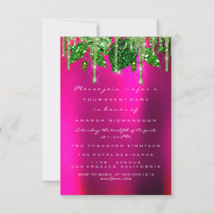 Bridal Shower Woodland Pink Green Drips Leafs Invitation