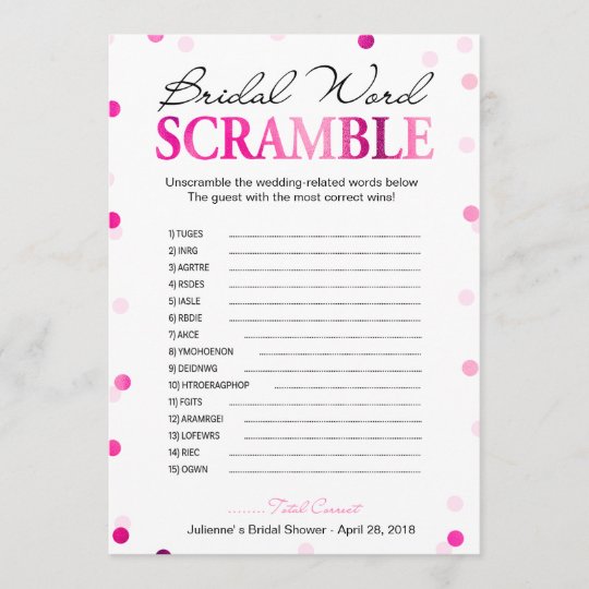 Bridal Shower Word Scramble Game | Zazzle.com