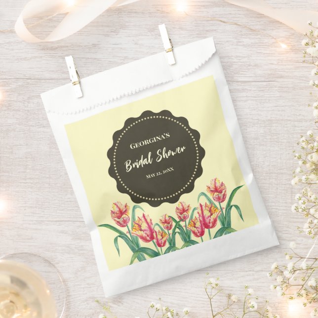 Bridal Shower Yellow Parrot Tulips Flower Floral Favor Bag (Clipped)