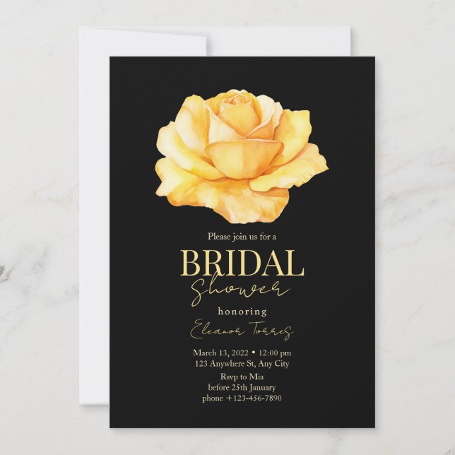 Bridal Shower Yellow Rose Boho Bridal Shower Invitation (Front)