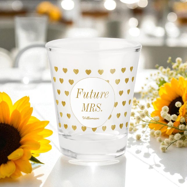 Bridal Shower Yellow White Future Mrs  Shot Glass (Creator Uploaded)