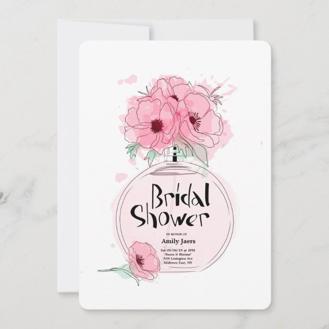 Bridal Showers Perfume Bottle with flowers Invitation (Front)