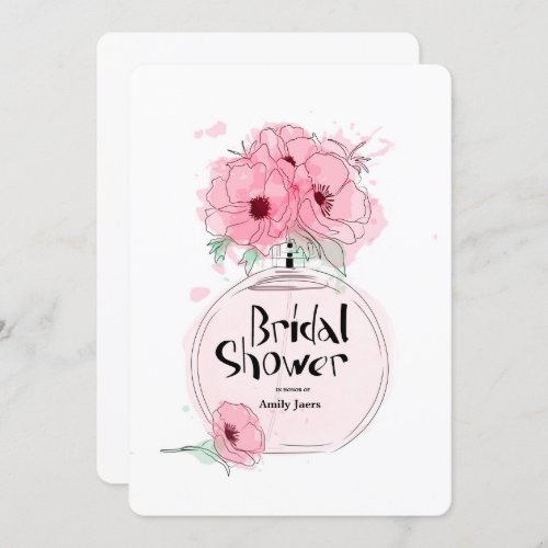 Bridal Showers Perfume Bottle with flowers Invitation