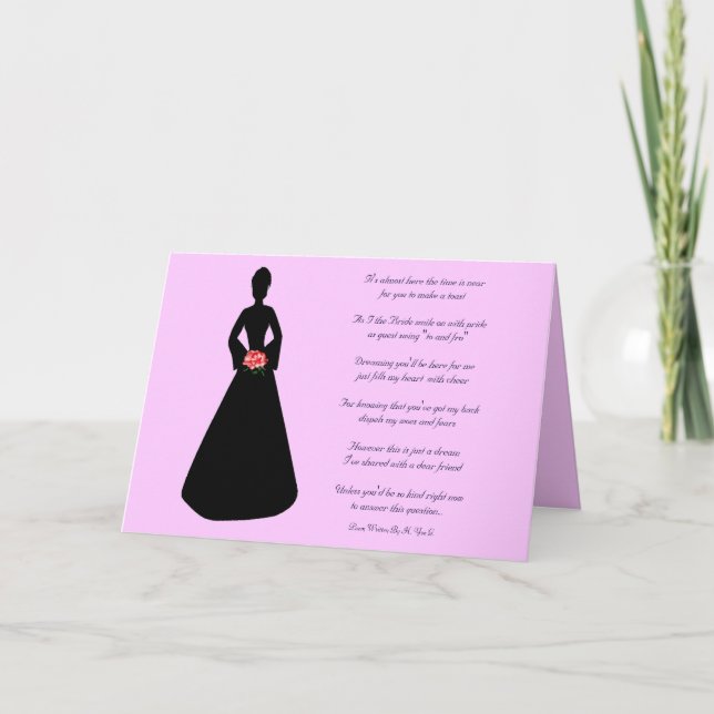 Bridal Silhouette Will You Be My Bridesmaid Pink Invitation (Front)
