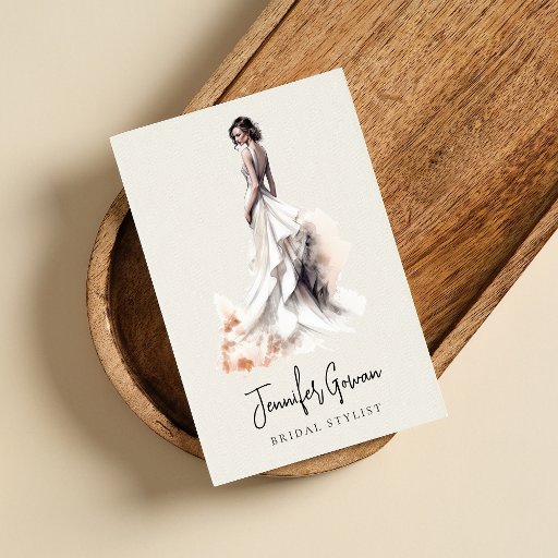 Customizable Bridal Stylist Wedding Dress Boutique Makeup Hair Business Card