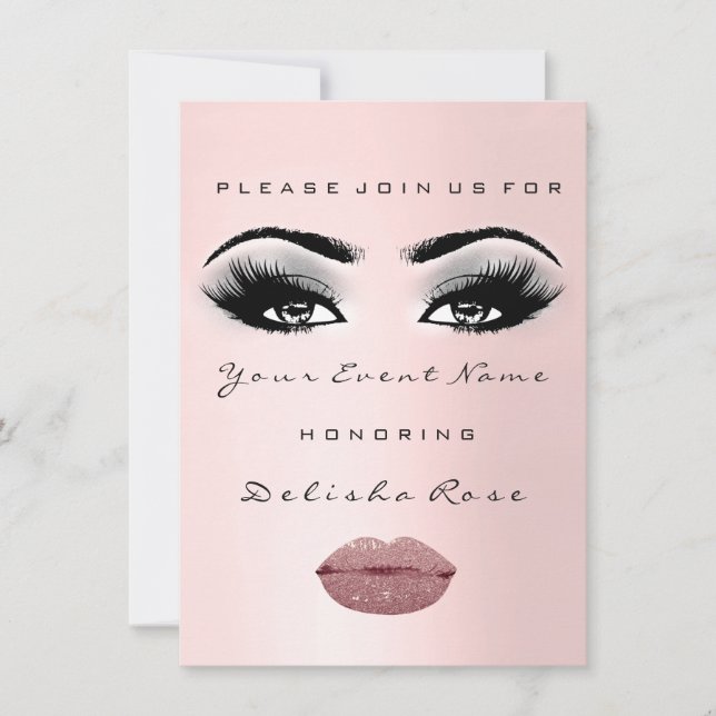 Bridal Sweet 16th 15th Kiss LIPS Rose Pink Invitation (Front)