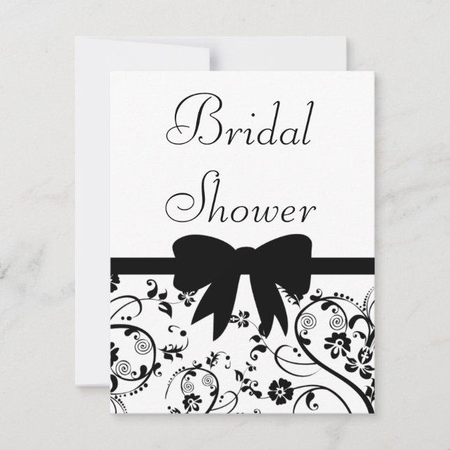 Bridal Swirls Shower Invitation Black (Front)