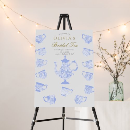 Bridal Tea Blue China Set Lace Shower Welcome Foam Board