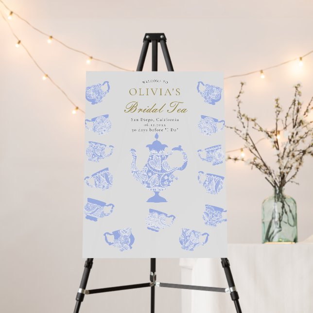 Bridal Tea Blue China Set Lace Shower Welcome Foam Board (In Situ (Stand))