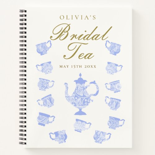 Bridal Tea Blue China White Lace Shower Gift List Notebook