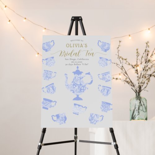 Bridal Tea Blue Chinoiseries Lace Shower Welcome Foam Board