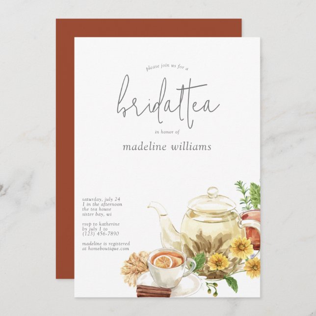 Bridal Tea Boho Bridal Shower Invitation (Front/Back)