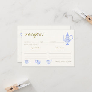 Bridal Tea China Set Lace Shower Recipe Card