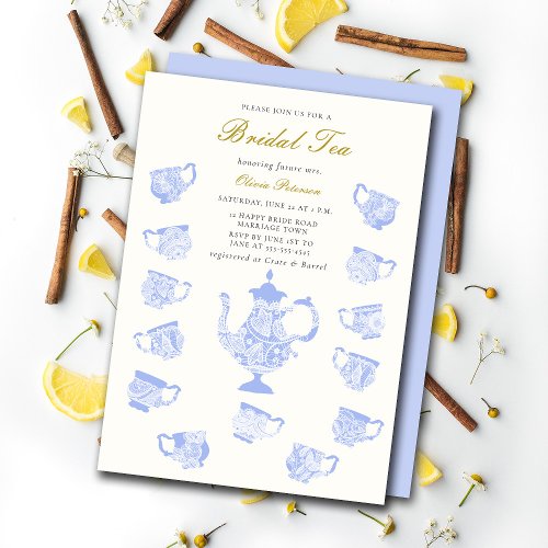 Bridal Tea Chinoiserie Lace Lavender Lilac Shower Invitation