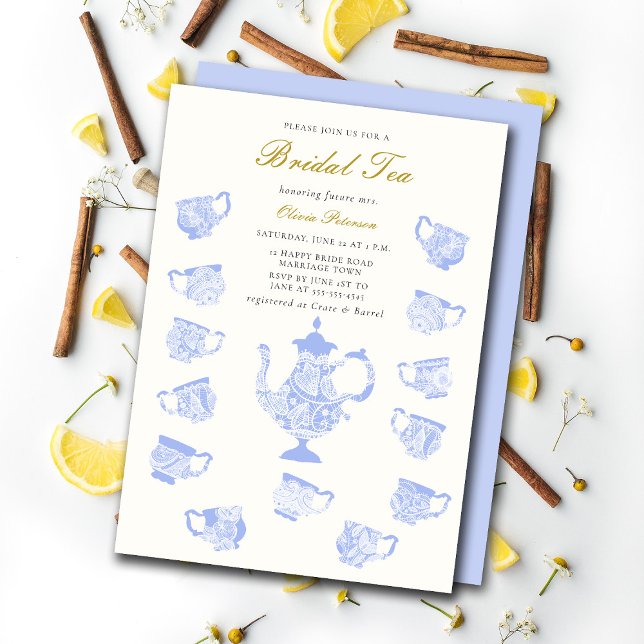 Bridal Tea Chinoiserie Lace Lavender Lilac Shower Invitation (Creator Uploaded)