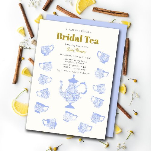 Bridal Tea Chinoiserie Lace Modern Lilac Shower Invitation