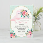 Bridal Tea Hat Watercolor Flowers Invitation (Standing Front)
