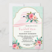 Bridal Tea Hat Watercolor Flowers Invitation (Front)