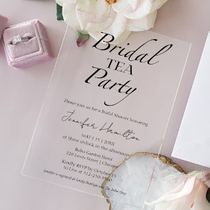 Bridal tea Party Black & White Bridal Shower Acrylic Invitations