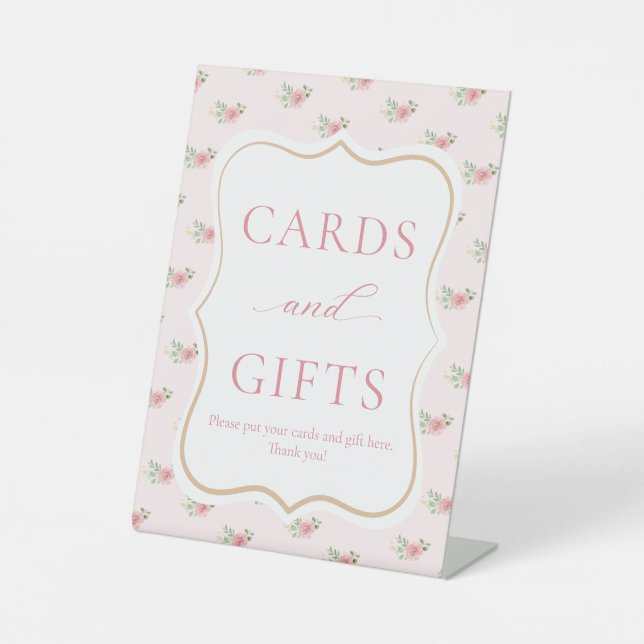 Bridal Tea Party Cards and Gifts Pedestal Sign (Front)