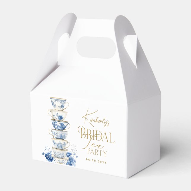 Bridal Tea Party Chinoiserie Blue Bridal Shower Favor Boxes (Front Side)