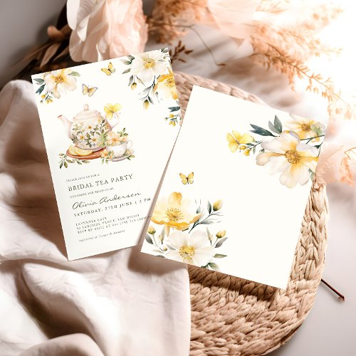 Bridal Tea Party Floral Butterfly Bridal Shower Invitation