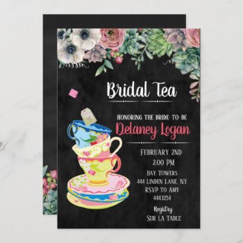 Bridal Tea Party Floral Invitation by ThreeFoursDesign at Zazzle
