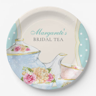 Bridal Tea Party Floral Personalized Paper Plates
