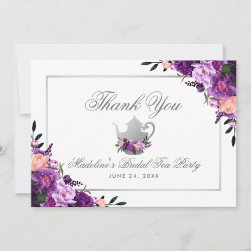 Bridal Tea Party Floral Purple Thank You