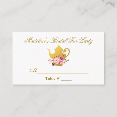 Bridal Tea Party Gold Pink Table Place Card