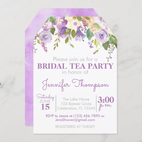 Bridal Tea Party Invitation _ Purple Floral Peony