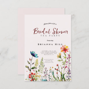 bridal tea party invitation,wildflower wildflower invitation