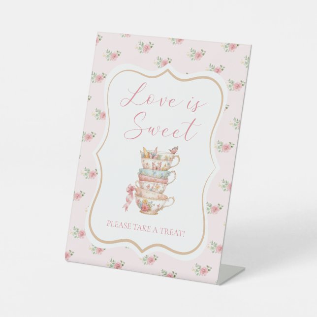 Bridal Tea Party Love is Sweet Favor Pedestal Sign (Front)