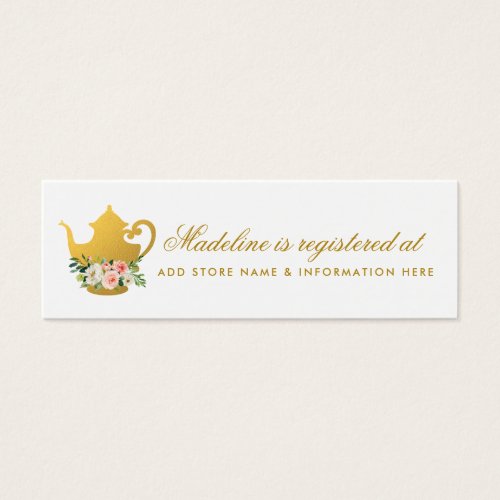 Bridal Tea Party Pink Gold Registry Insert Card