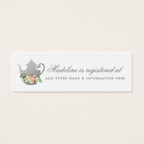 Bridal Tea Party Pink Silver Registry Insert Card