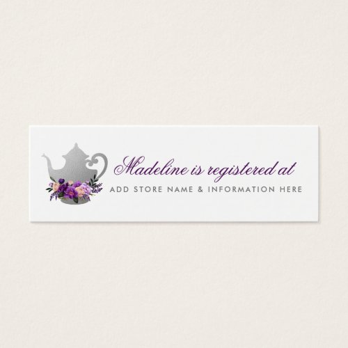 Bridal Tea Party Purple Registry Insert Card