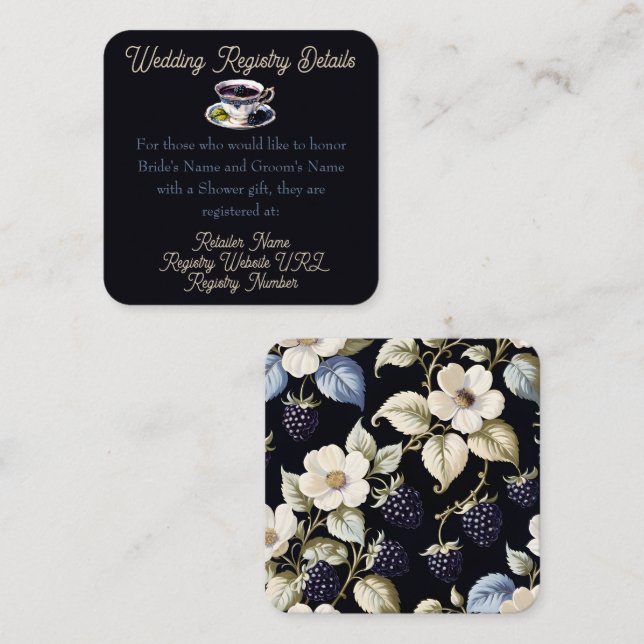 Bridal Tea Party Regal Floral Elegance: Registry Enclosure Card (Front/Back)