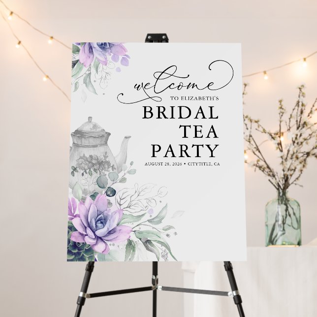 Bridal Tea Party Succulents Greenery Welcome  Foam Board (In Situ (Stand))