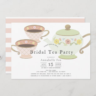 Bridal Tea Party Tea Pot & Cups Bridal Shower Invitation