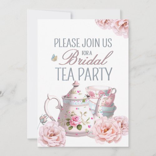 Bridal Tea Party Teapot Teacups Wedding Brunch   Invitation